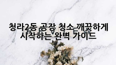청라2동 공장 청소: 깨끗하게 시작하는 완벽 가이드